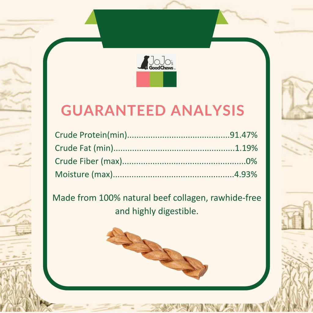 Braided Collagen Stick Dog Treats - 6" Standard (25/Bag)