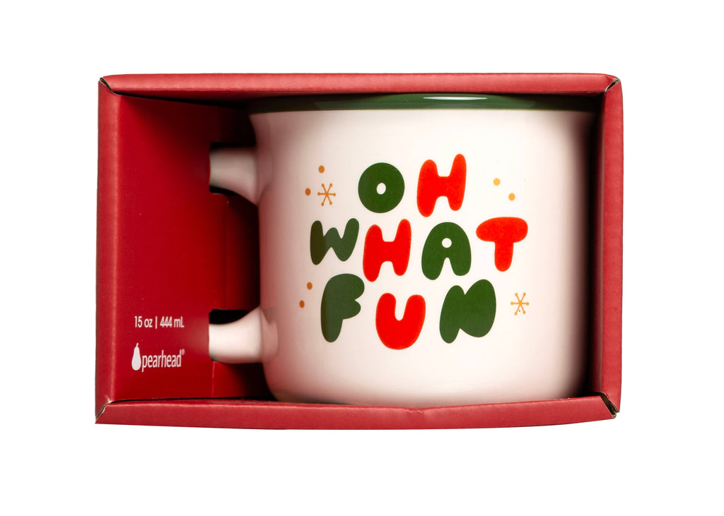 Christmas Camper Mug, Oh What Fun, White