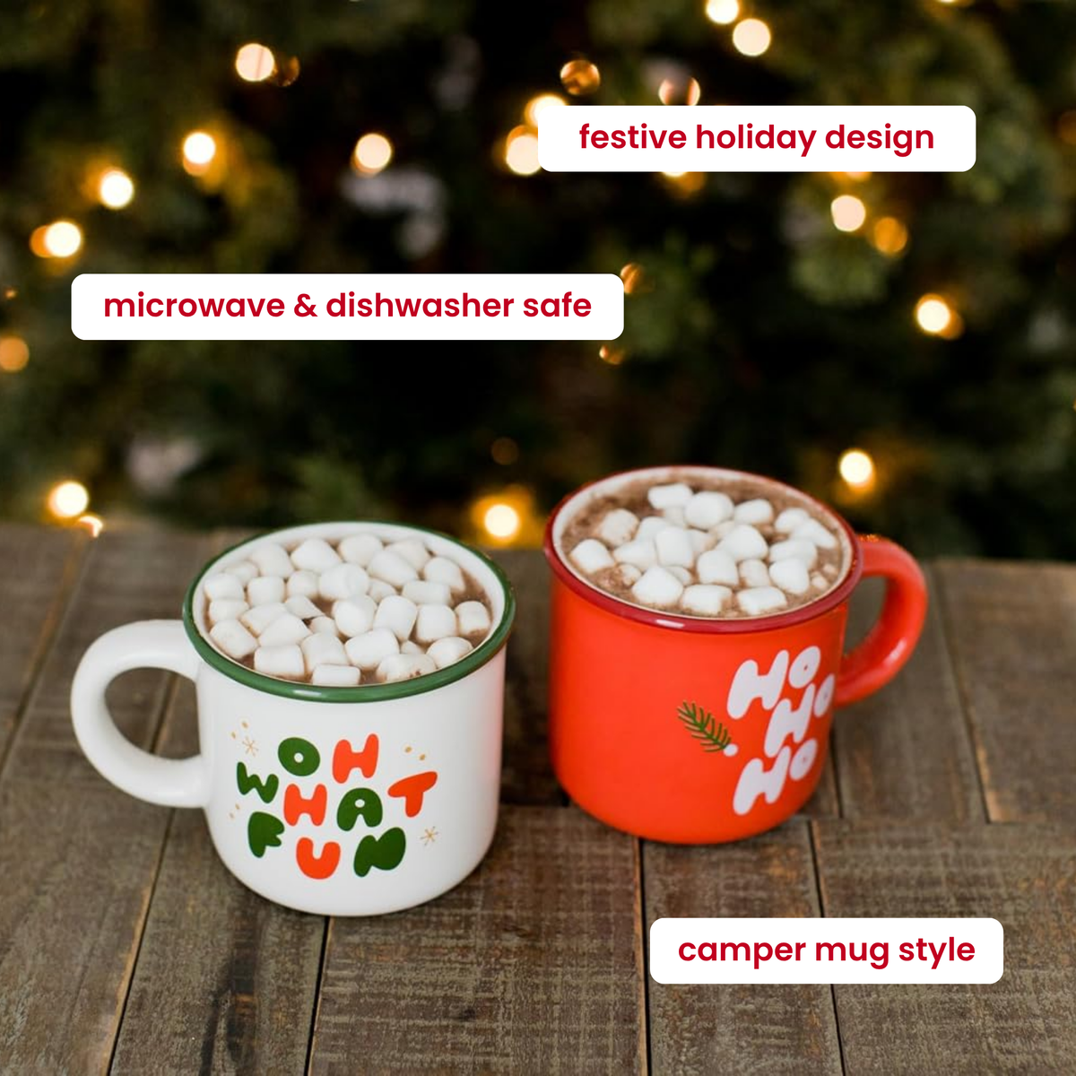 Christmas Camper Mug, Oh What Fun, White