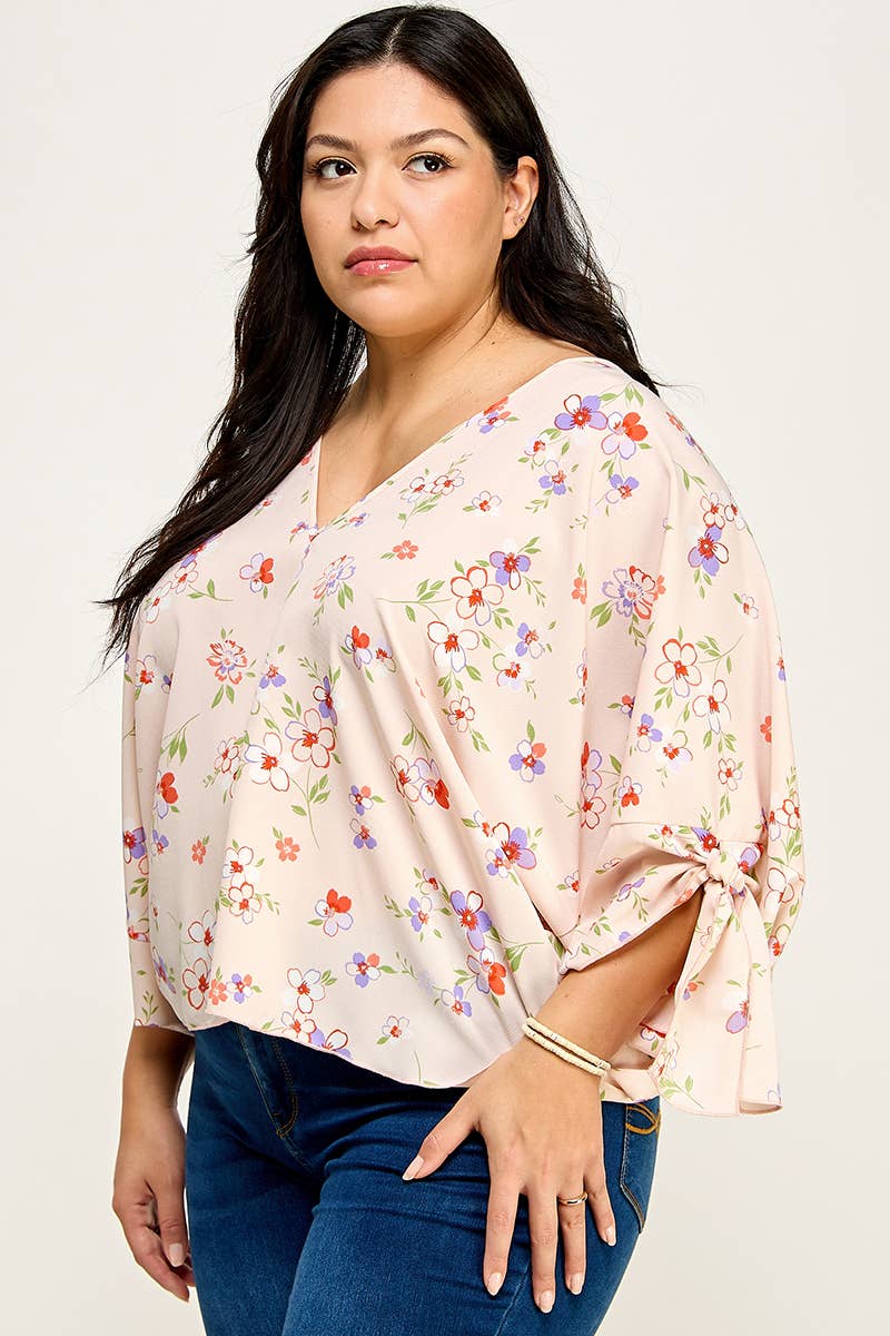 Plus Size Floral Dolman Blouse - NK18318-T