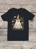 Whimsical Witch Ghost in Wildflowers Men's T-shirt
