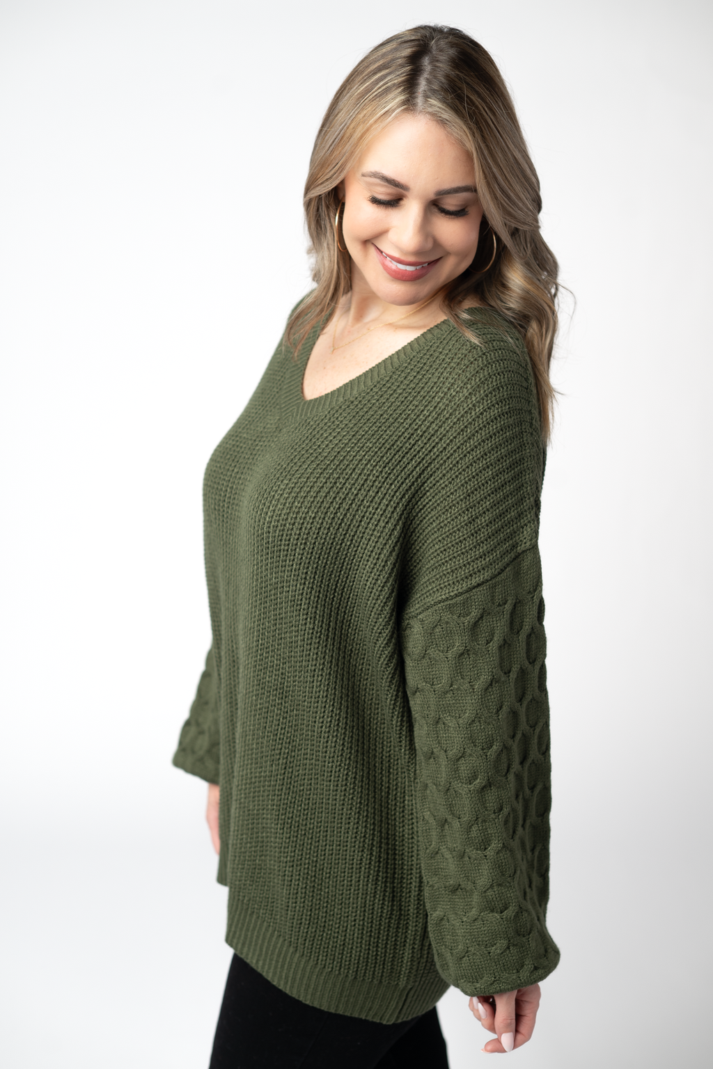 IN STOCK Talina Textured Sweater - Olive FINAL SALE