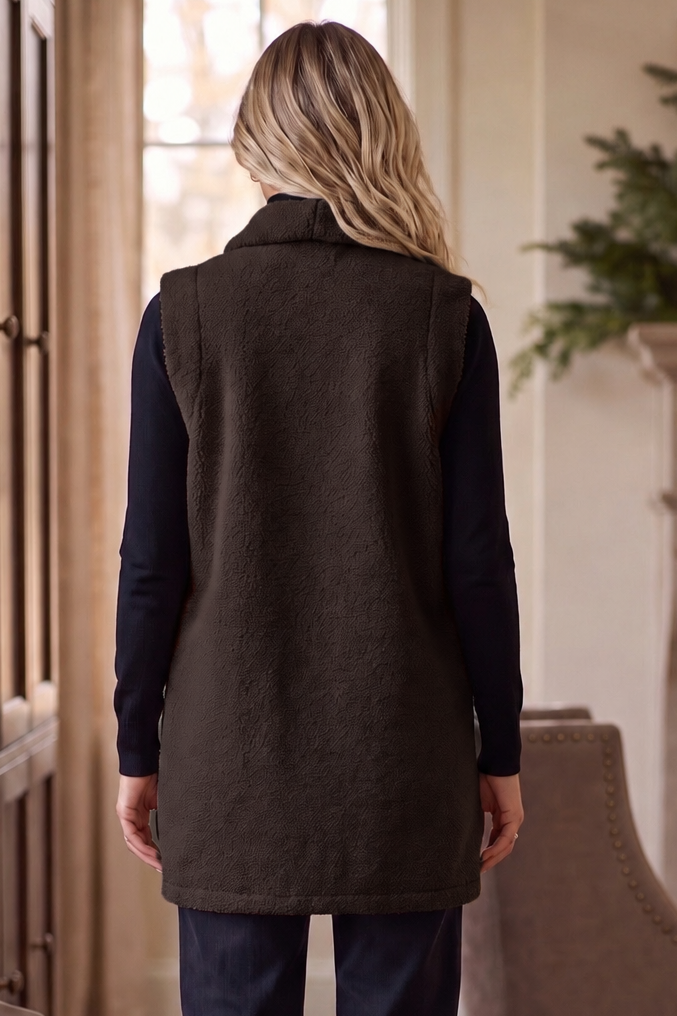 Teddy Longline Layering Vest w/ Pockets