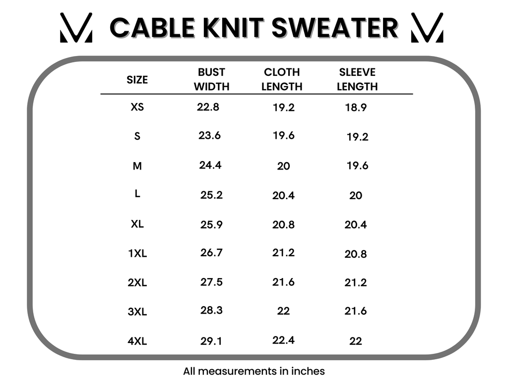 IN STOCK Cable Knit Sweater - Latte