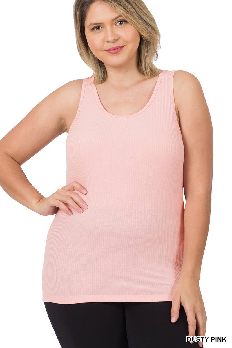 `SI-22552 Plus Ribbed Racerback Tank Top Zenana