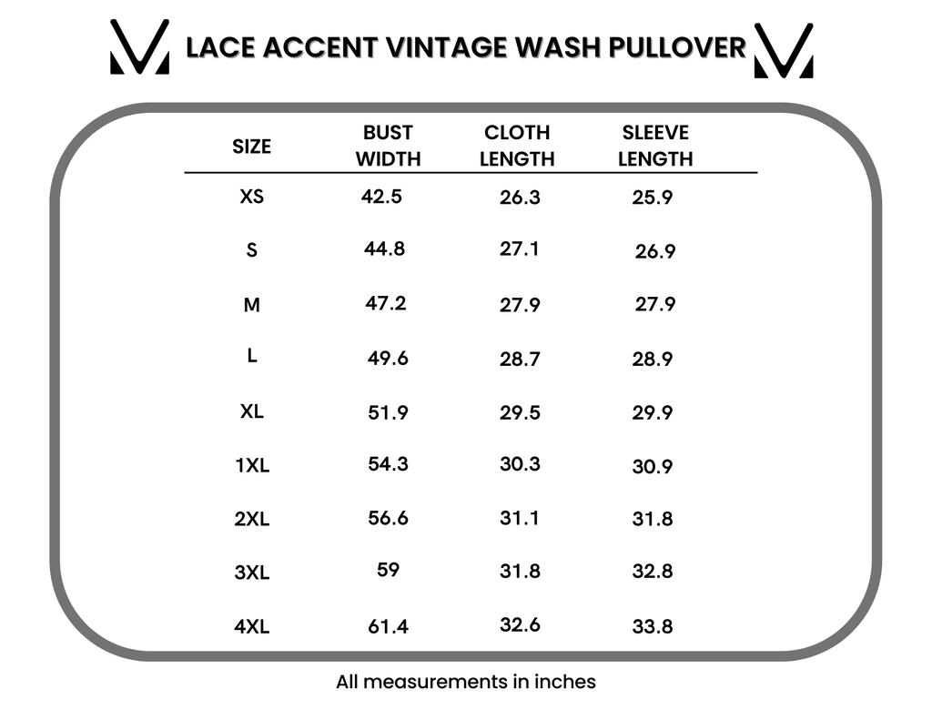IN STOCK Lace Accent Vintage Wash Pullover - Olive