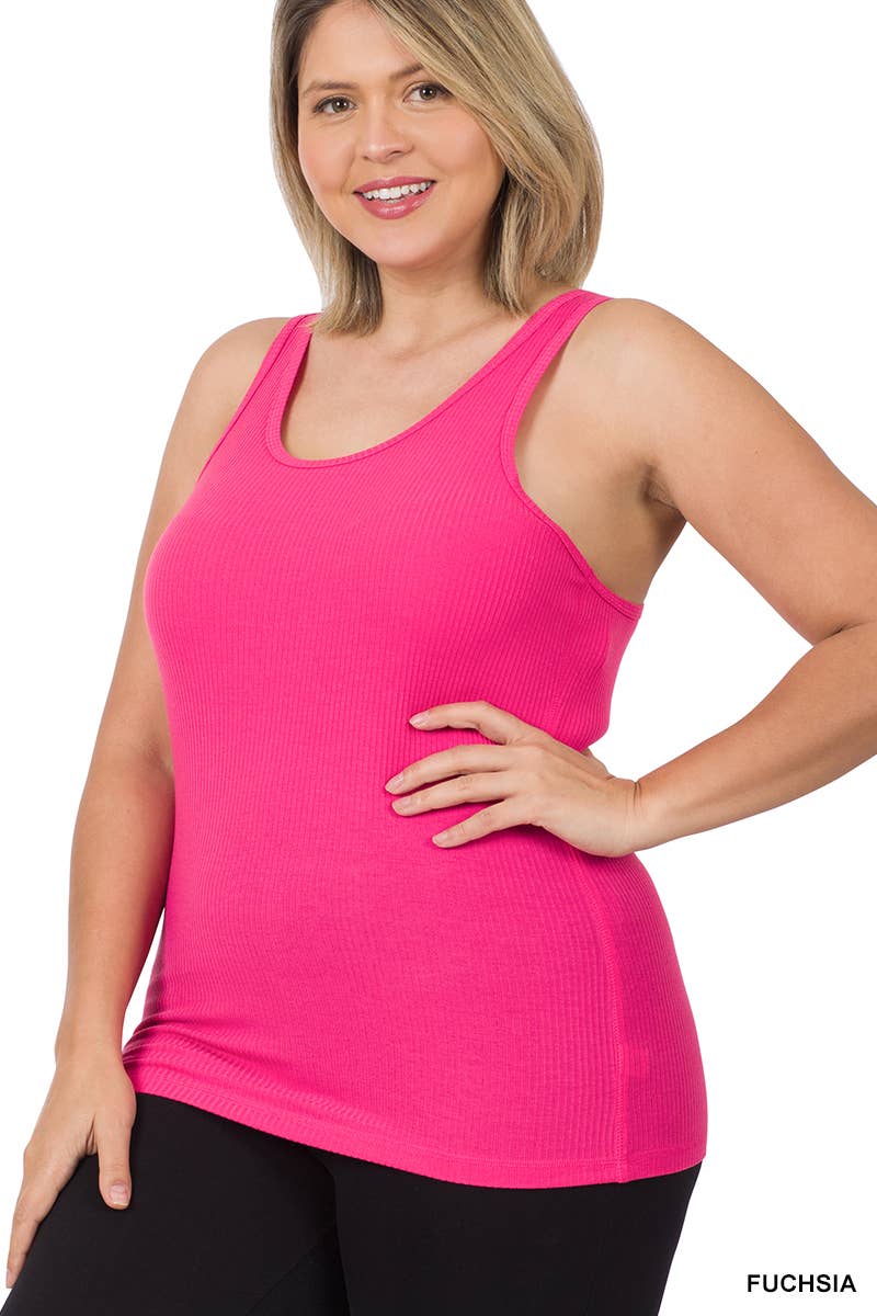 `SI-22552 Plus Ribbed Racerback Tank Top Zenana