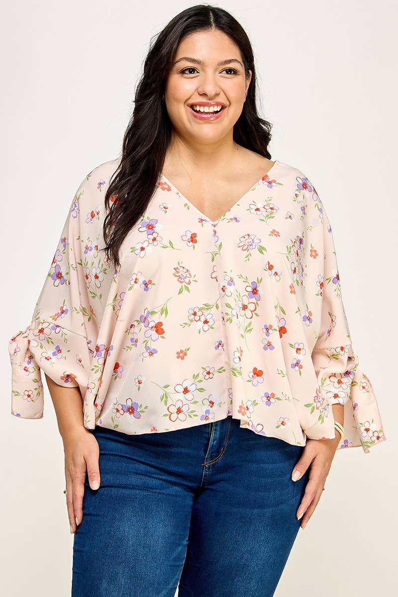 Plus Size Floral Dolman Blouse - NK18318-T