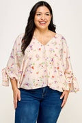 Plus Size Floral Dolman Blouse - NK18318-T