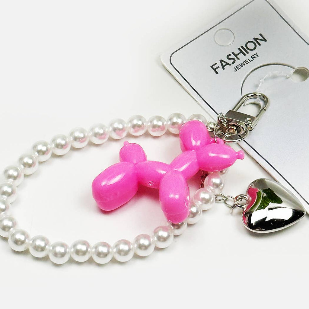 Balloon Puppy Keychain with Heart Charm