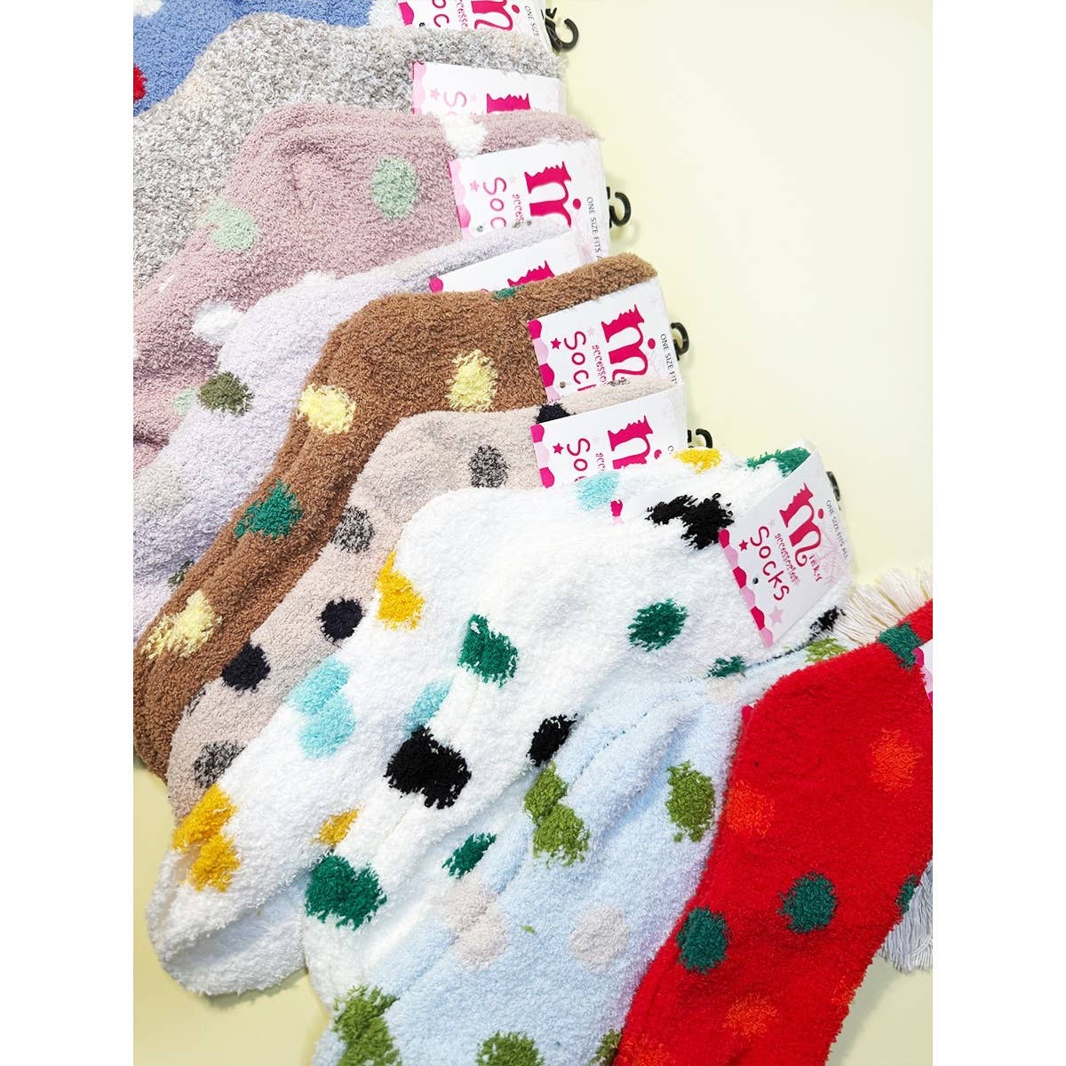 Assorted Color Polka Dot Fuzzy Socks