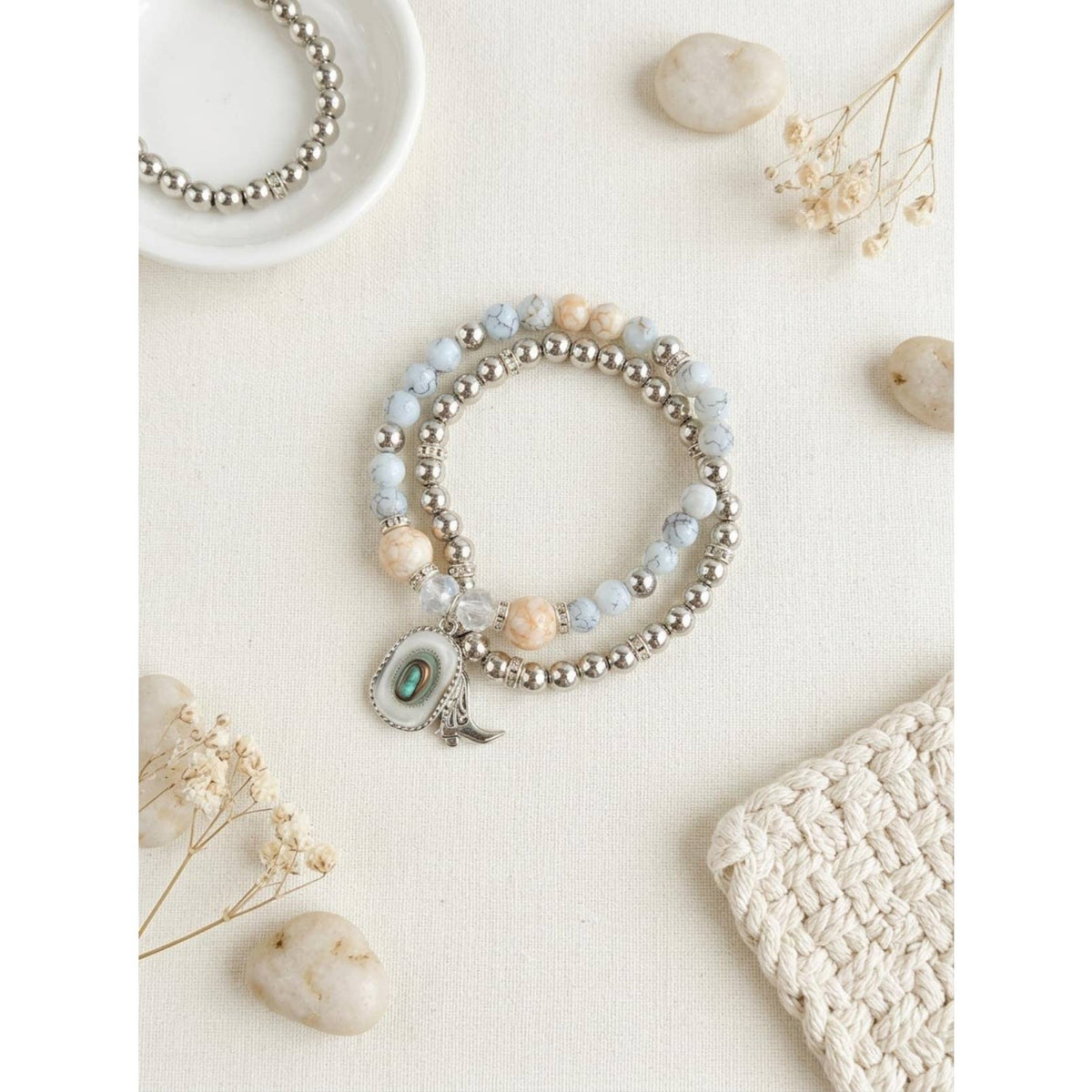 2pc Set Cowboy Hat Stretch Bracelets