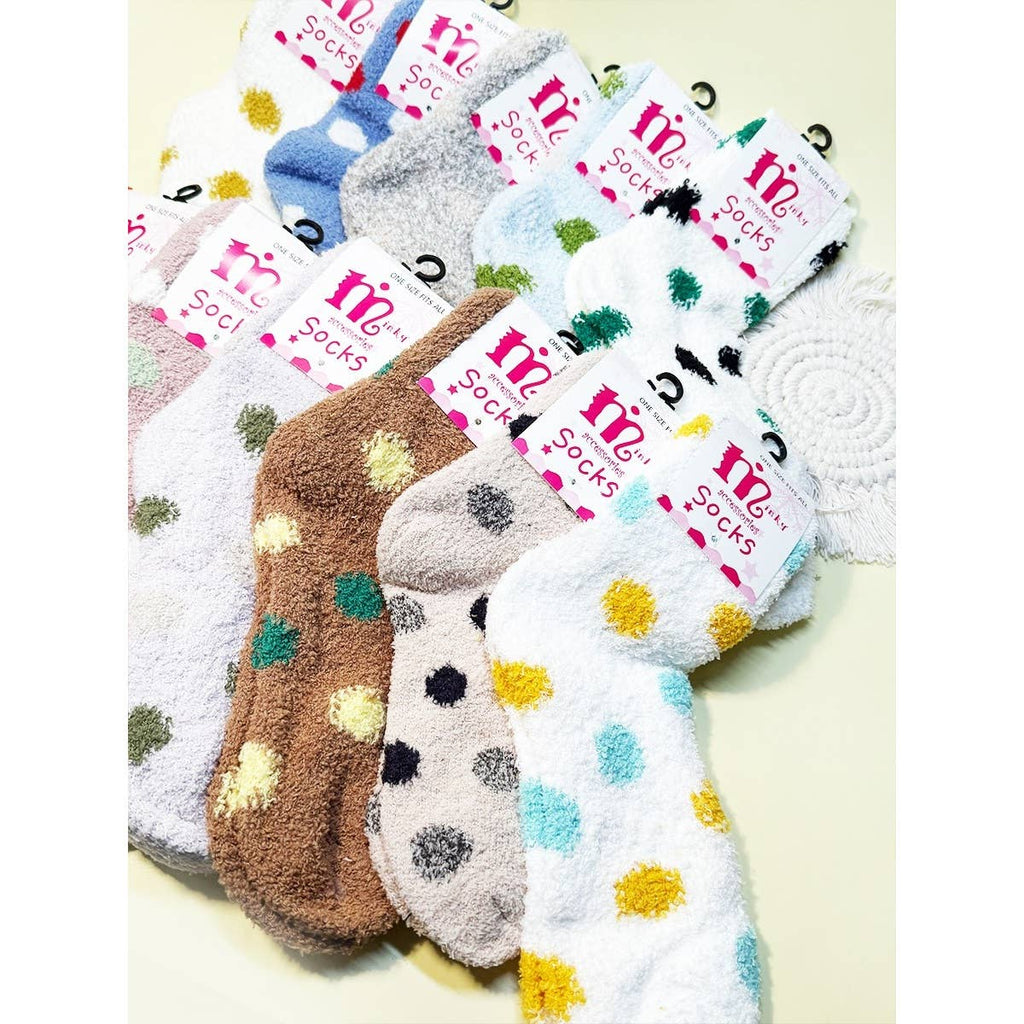 Assorted Color Polka Dot Fuzzy Socks