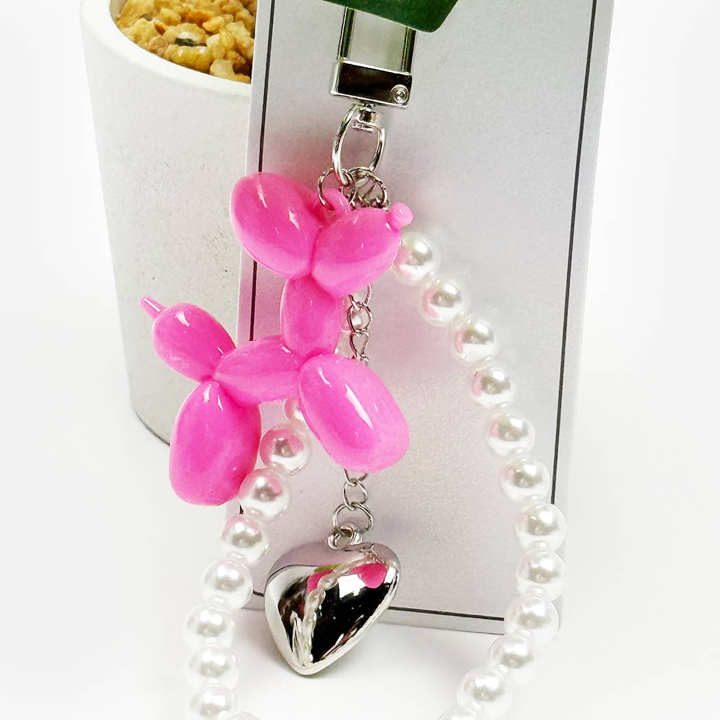 Balloon Puppy Keychain with Heart Charm