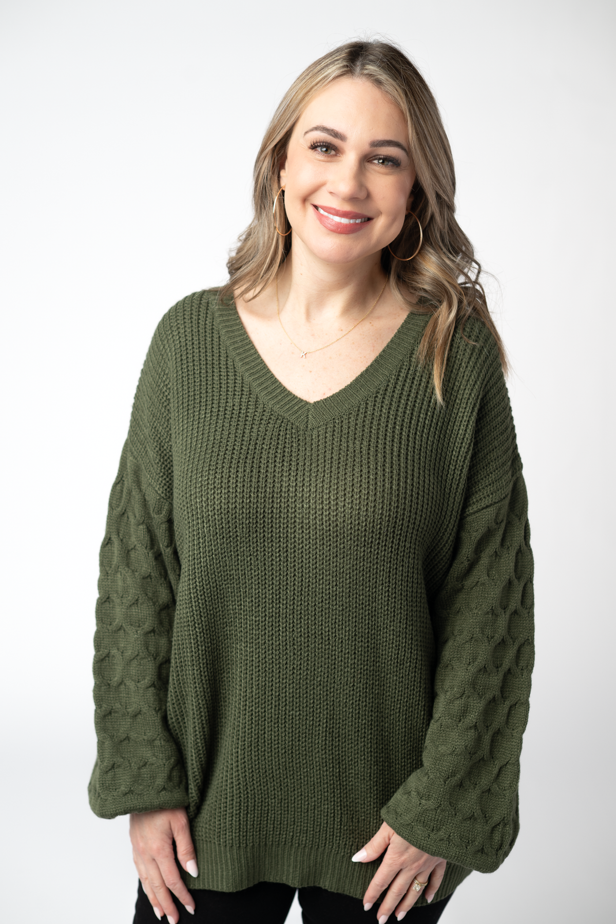 IN STOCK Talina Textured Sweater - Olive FINAL SALE
