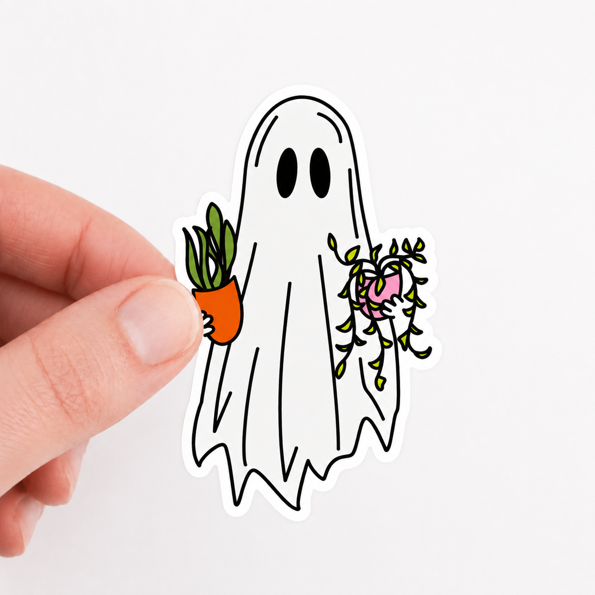 Ghost & Houseplants Halloween Sticker | Spooky Plant Sticker