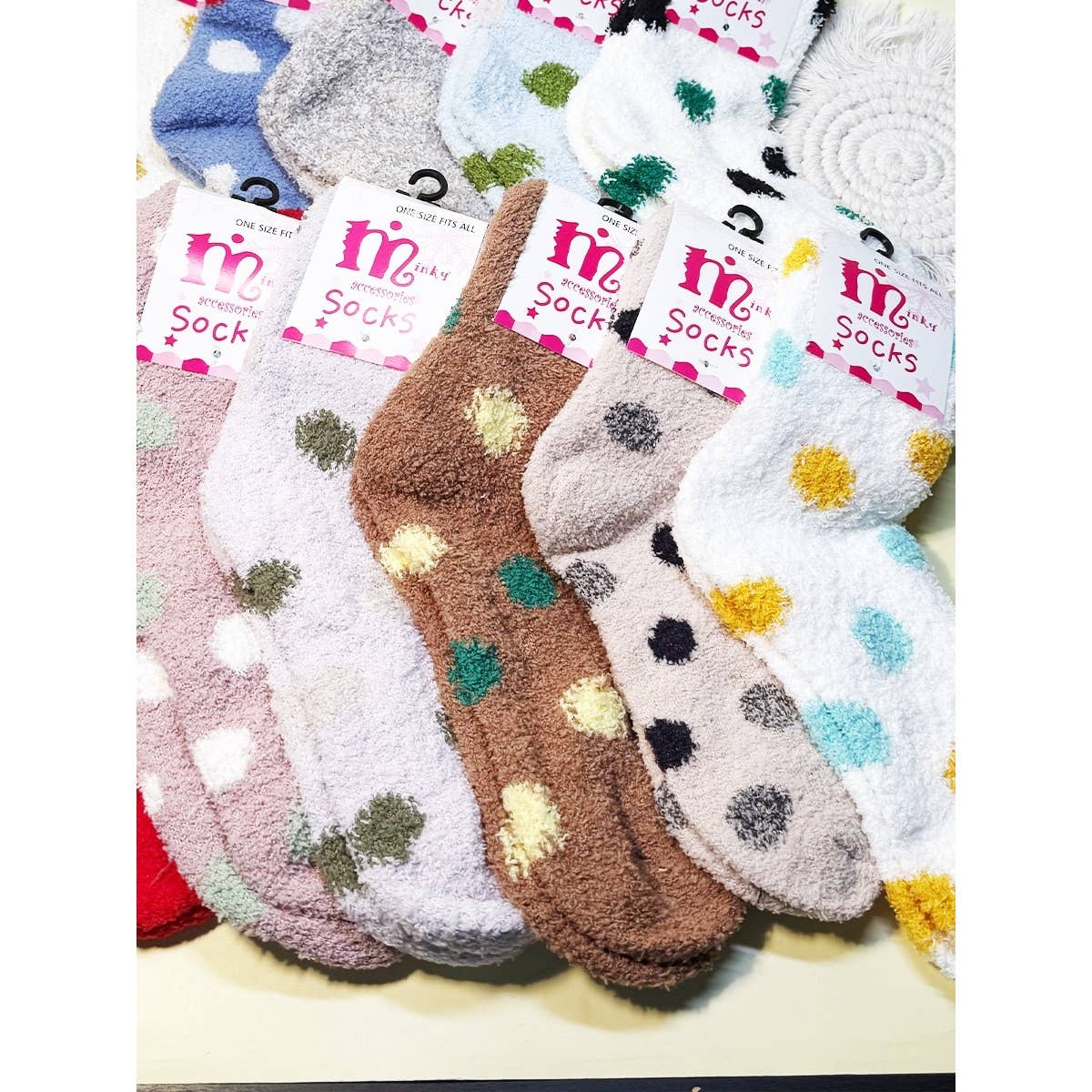 Assorted Color Polka Dot Fuzzy Socks