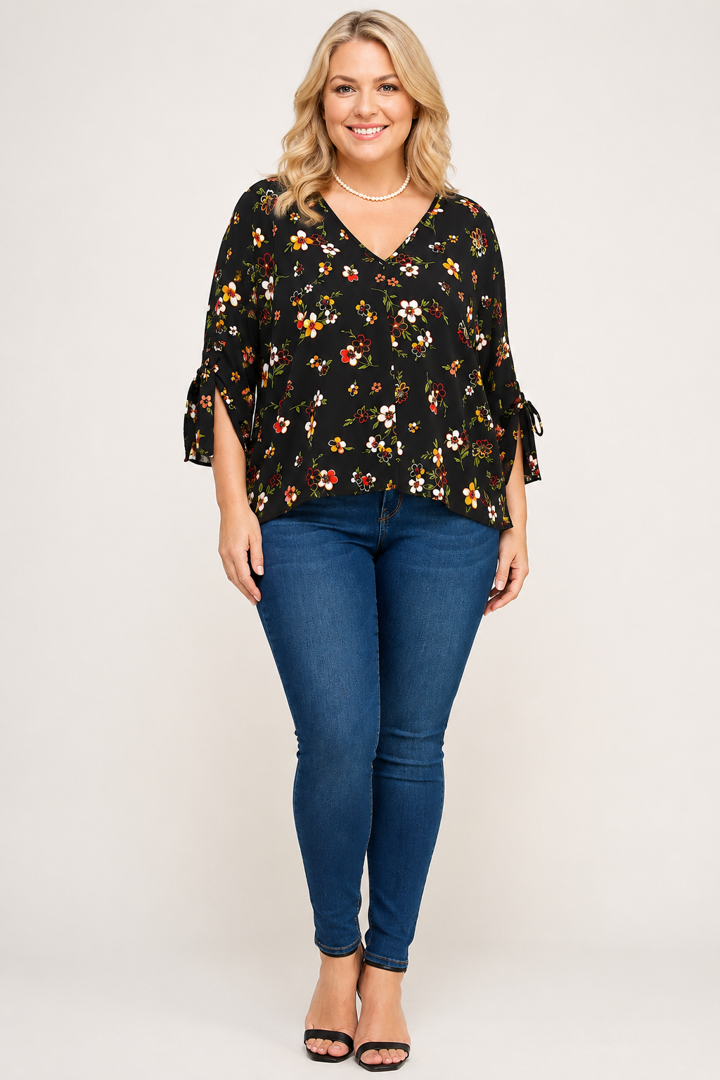 Plus Size Floral Dolman Blouse - NK18318-T