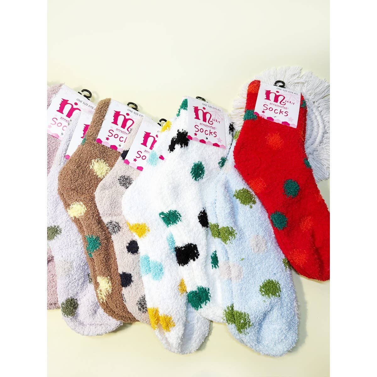 Assorted Color Polka Dot Fuzzy Socks
