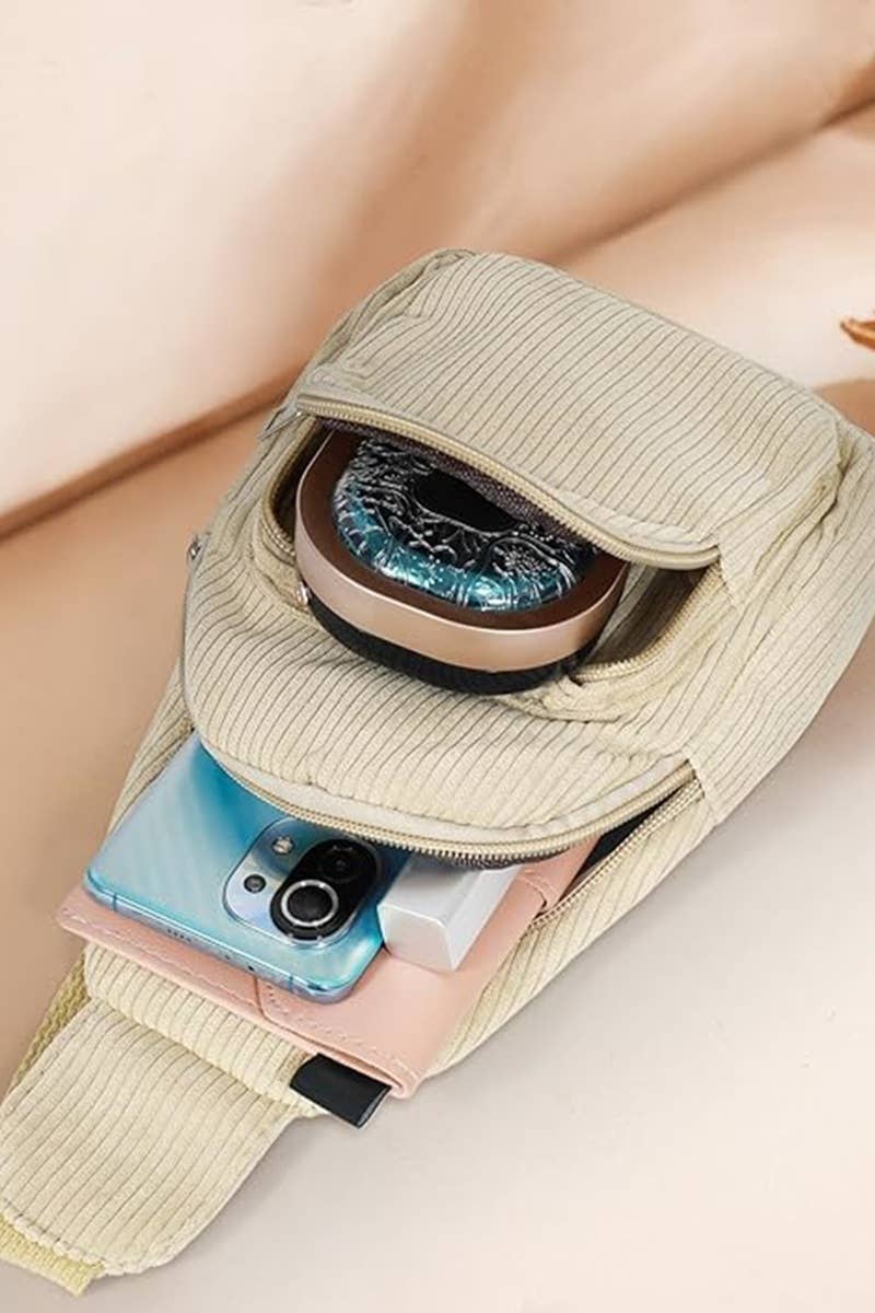 SI-26466 Corduroy Vintage crossbody Sling Bag Zenana Consgt.