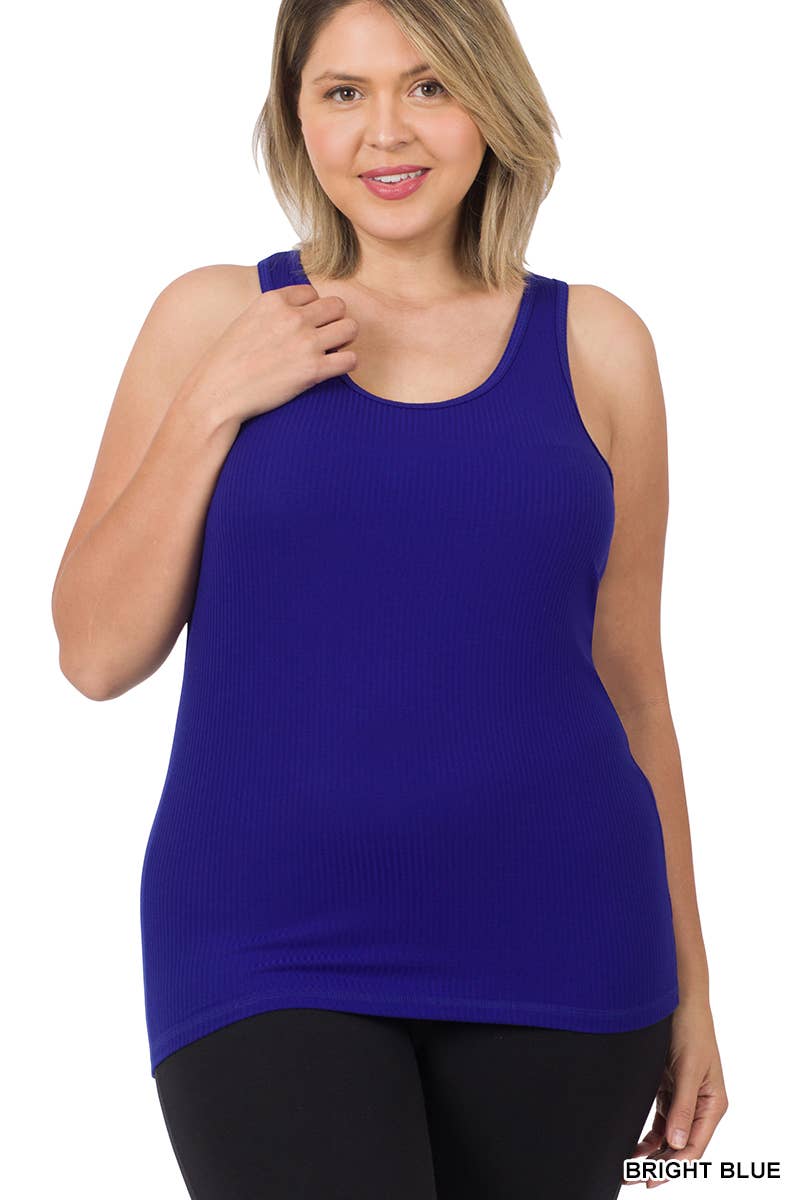 `SI-22552 Plus Ribbed Racerback Tank Top Zenana