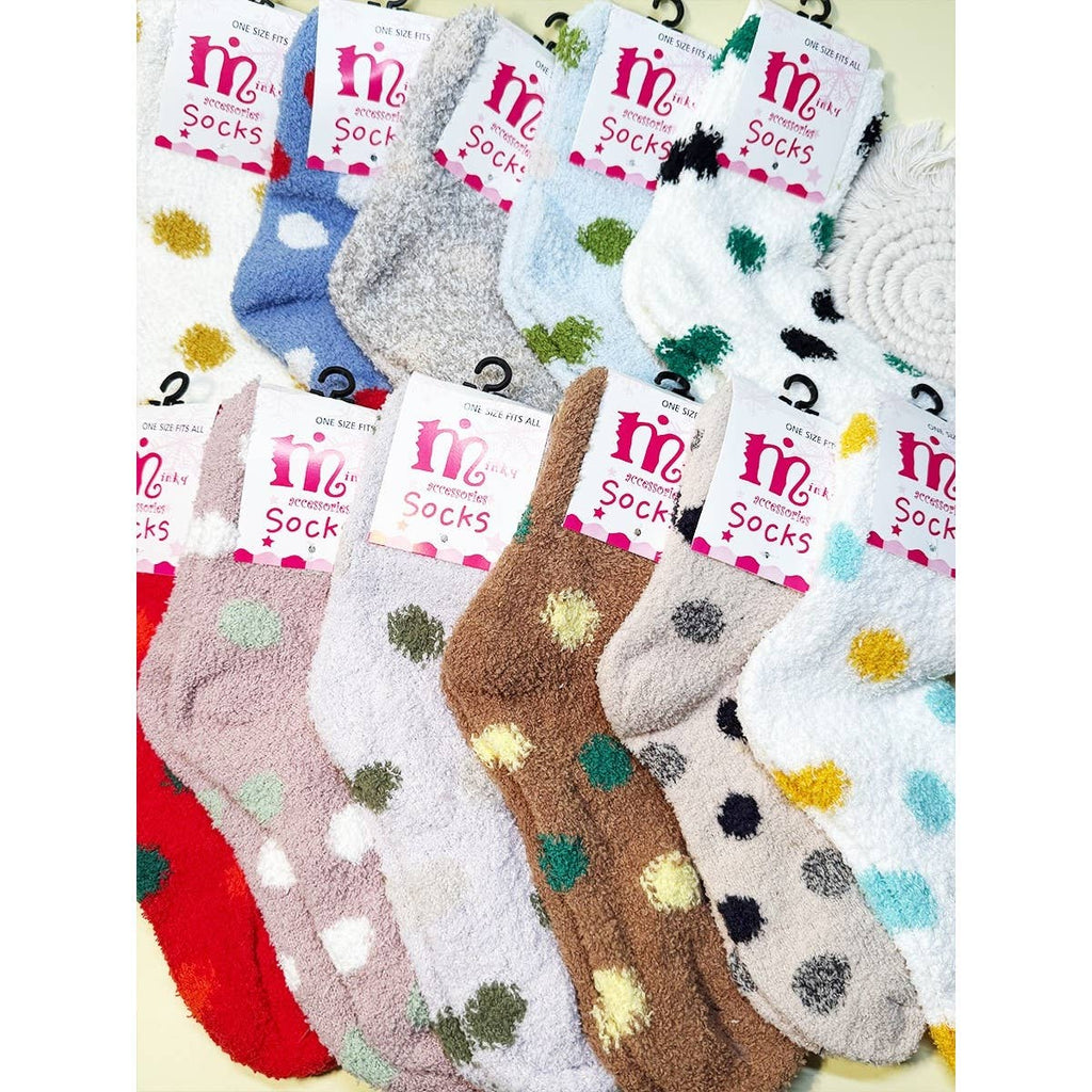 Assorted Color Polka Dot Fuzzy Socks