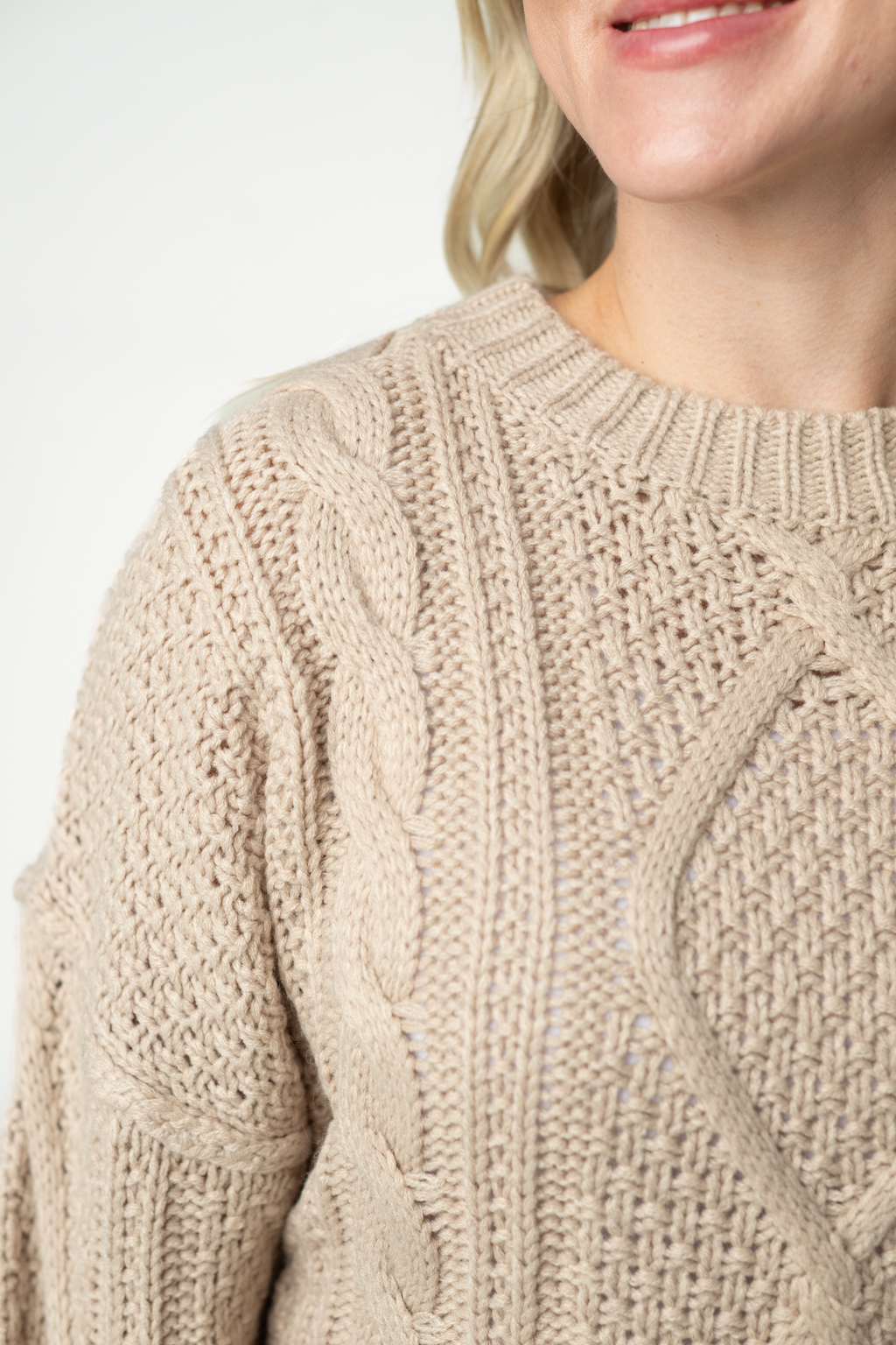 IN STOCK Cable Knit Sweater - Latte