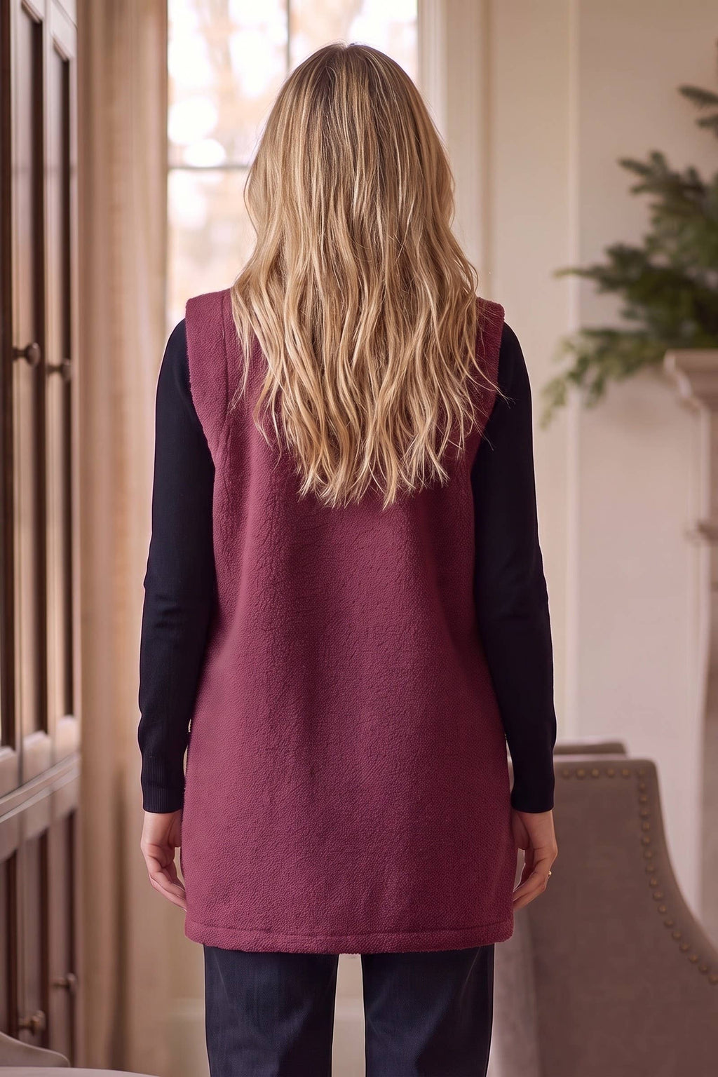 Teddy Longline Layering Vest w/ Pockets