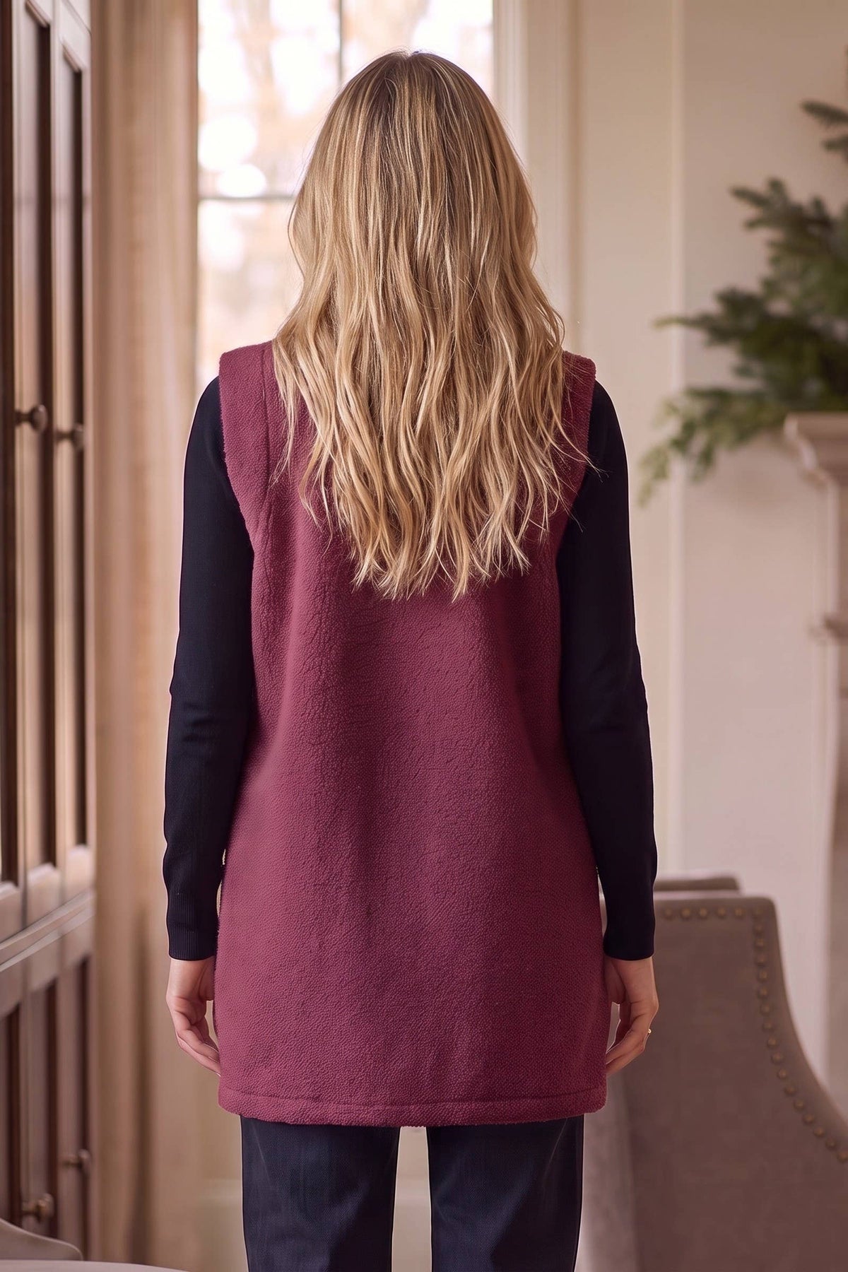 Teddy Longline Layering Vest w/ Pockets