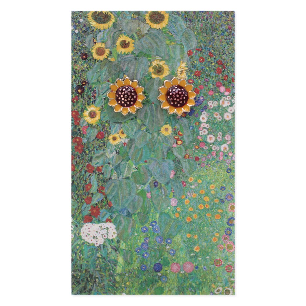 Sunflowers Fine Art Card Gold Post Earrings