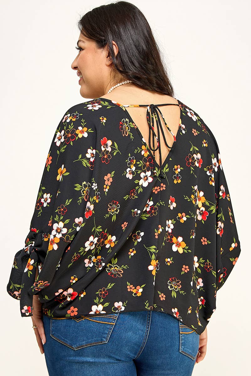 Plus Size Floral Dolman Blouse - NK18318-T