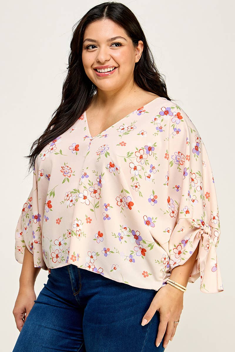 Plus Size Floral Dolman Blouse - NK18318-T