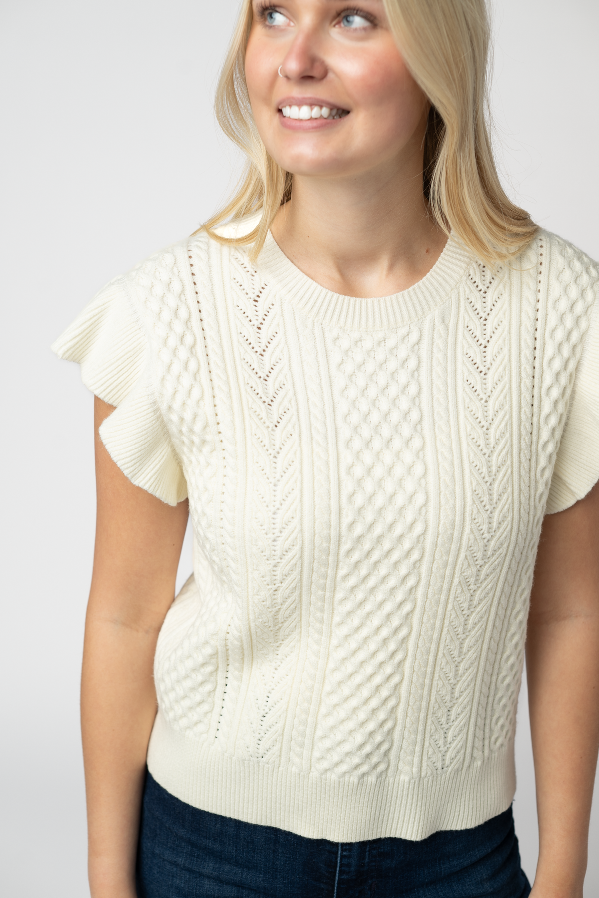 IN STOCK Felicity Flutter Sweater Top - Ivory FINAL SALE