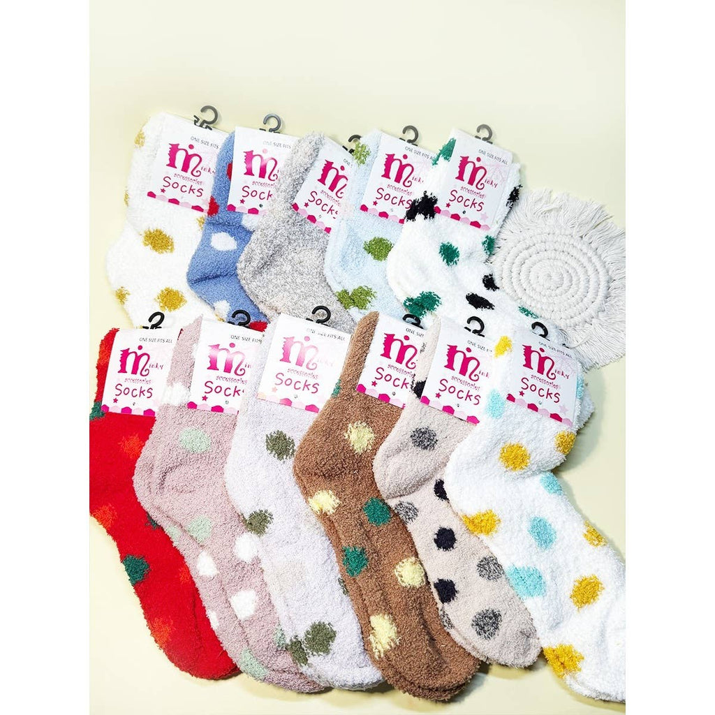 Assorted Color Polka Dot Fuzzy Socks