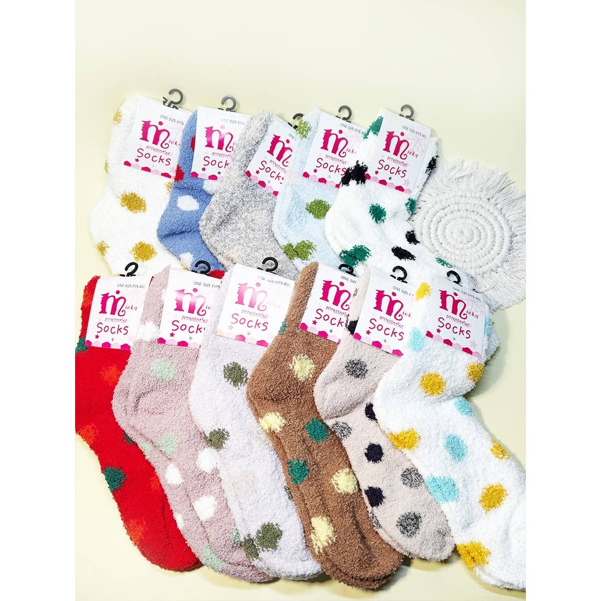 Assorted Color Polka Dot Fuzzy Socks