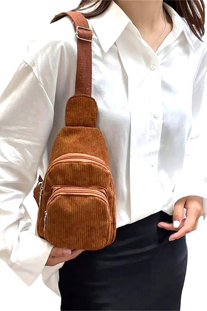 SI-26466 Corduroy Vintage crossbody Sling Bag Zenana Consgt.