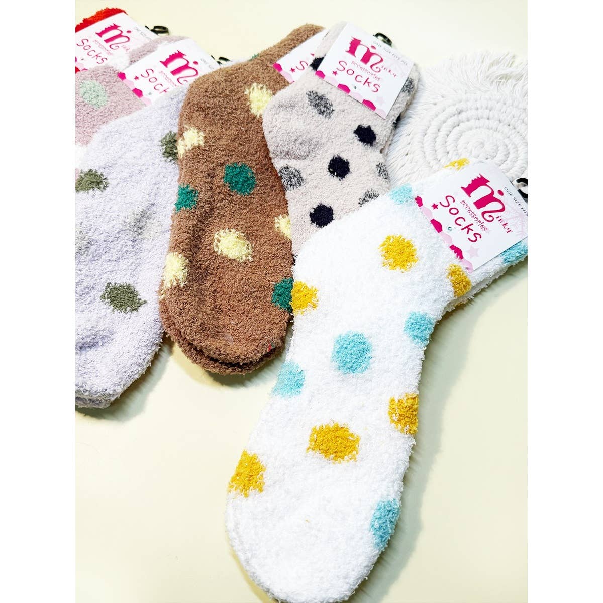 Assorted Color Polka Dot Fuzzy Socks