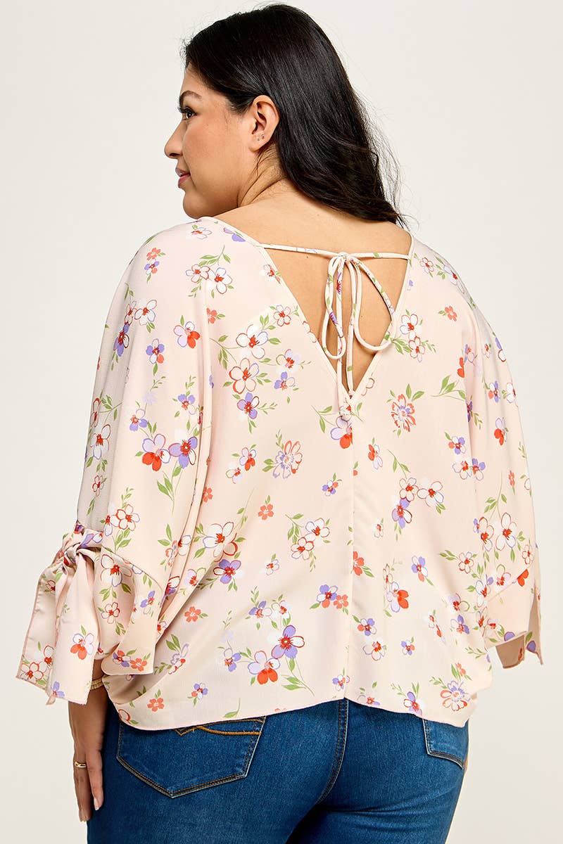 Plus Size Floral Dolman Blouse - NK18318-T